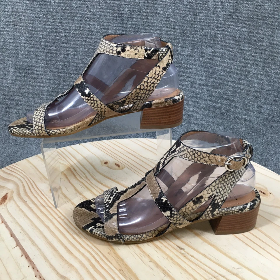 Sandalias Aquatalia Mujer 8.5 M Correas al Tobillo Multicolor Cuero Bloque Piel de Serpiente Foto 2 de 4