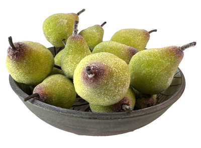Sugared Green Asian Pears Fruit Lot 15 Green Red Wreath Garland Decor Artificial