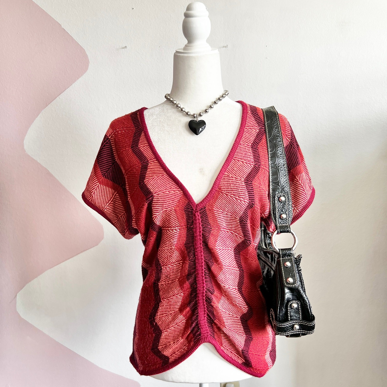 Vintage Crochet Knit Top, Boho Festival Hippie Indie Retro 70s Medium