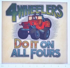Original VINTAGE 1970s Heat Transfer | 4 Wheelers Do It on All Fours Jeep