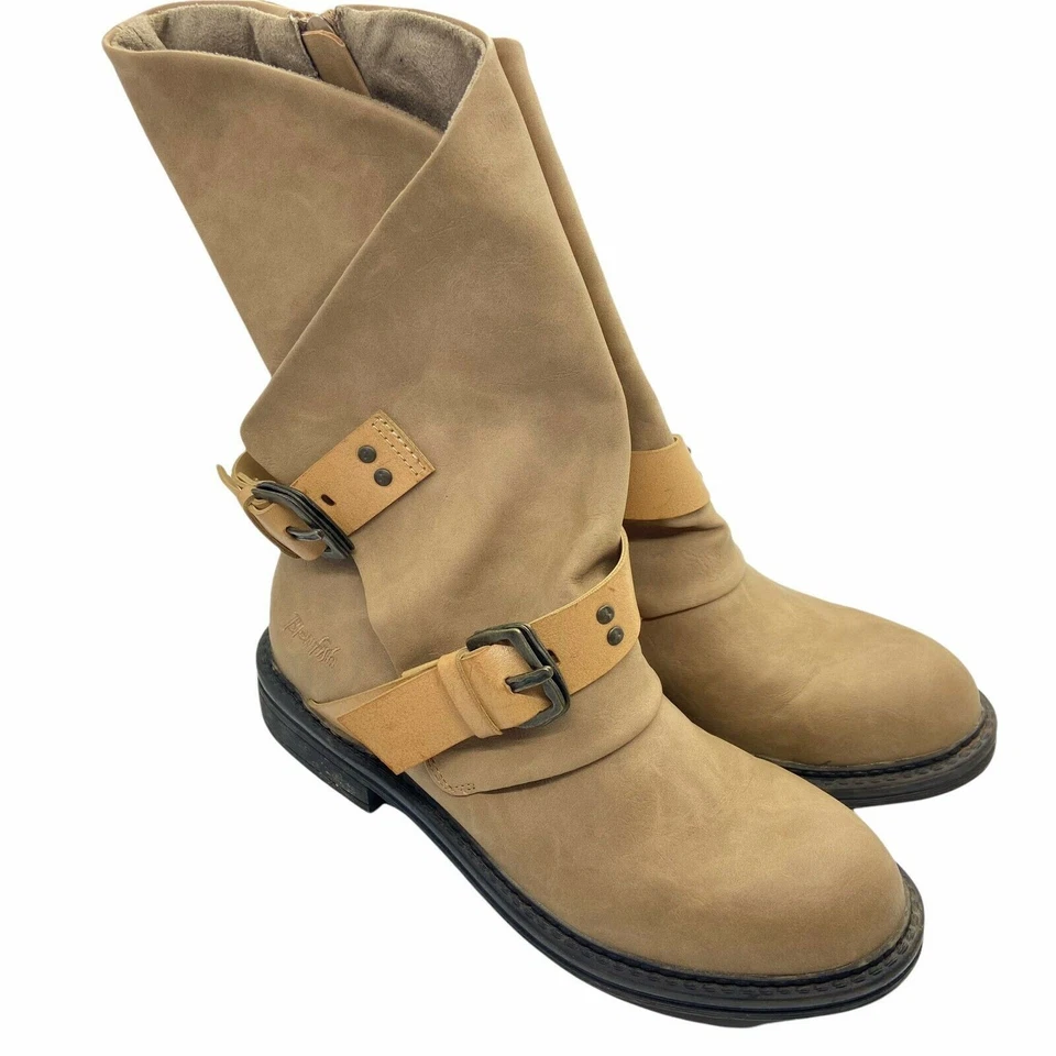 Botines para mujer Blowfish B138 cuero sintético tostado punta redonda media pantorrilla talla 6,5 Foto 2 de 4