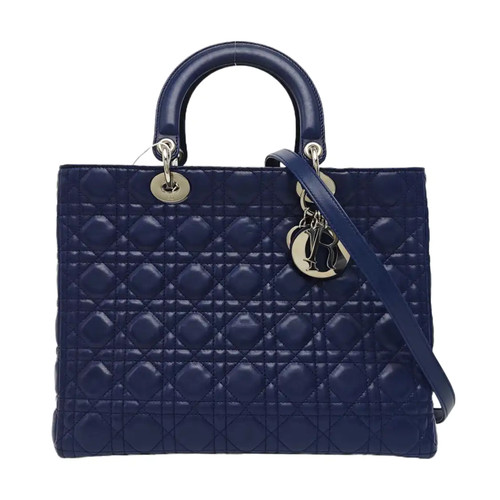 【Authentic】 DIOR Lady Dior Blue Suede Handbags (DDP)