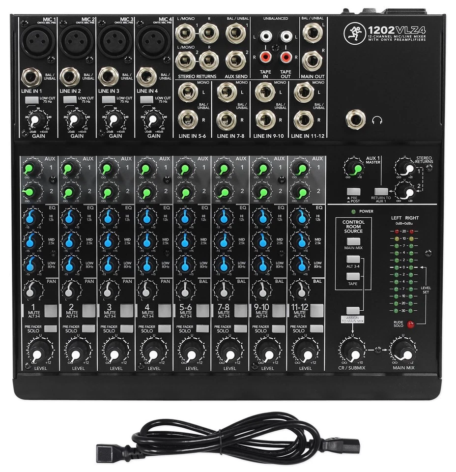 Mackie 1202VLZ4 12-Channel Compact Analog Mixer w/ 4 ONYX Preamps+Microphone - Image 2 of 4