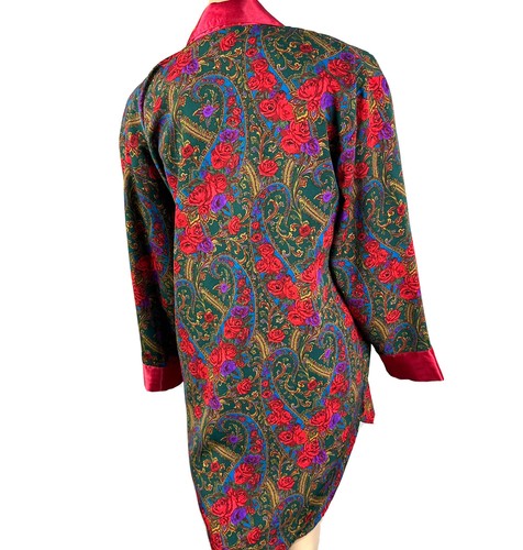 Victoria's Secret Gold Label Robe Satin Floral Paisley Sz S Double Breasted Vtg - Picture 7 of 12