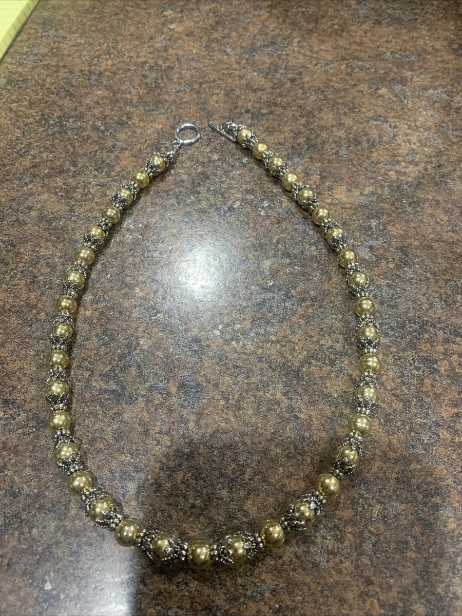 Two tone beaded necklace clearance