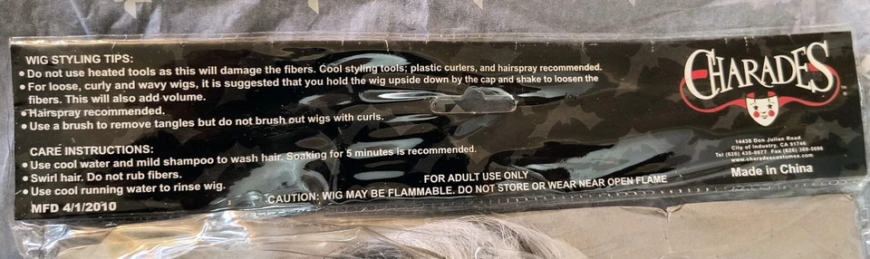 Charades двухцветный вампирский черно-белый длинный парик для косплея на Хэллоуин один размер - Изображение 4 из 4