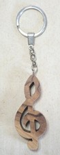 Wooden Music Treble Clef With Metal Key Chain Key Ring - Ideal Gift For Musician