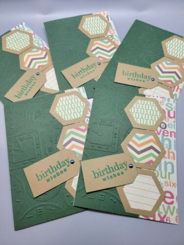 Birthday card set of 5 (Birthday Wish) - handmade, 4 x 5.5, decorative envelopes - Picture 2 of 7