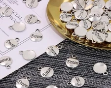 Word Charms Antiqued Silver DREAM Inspirational Jewelry Making Supplies 5pcs