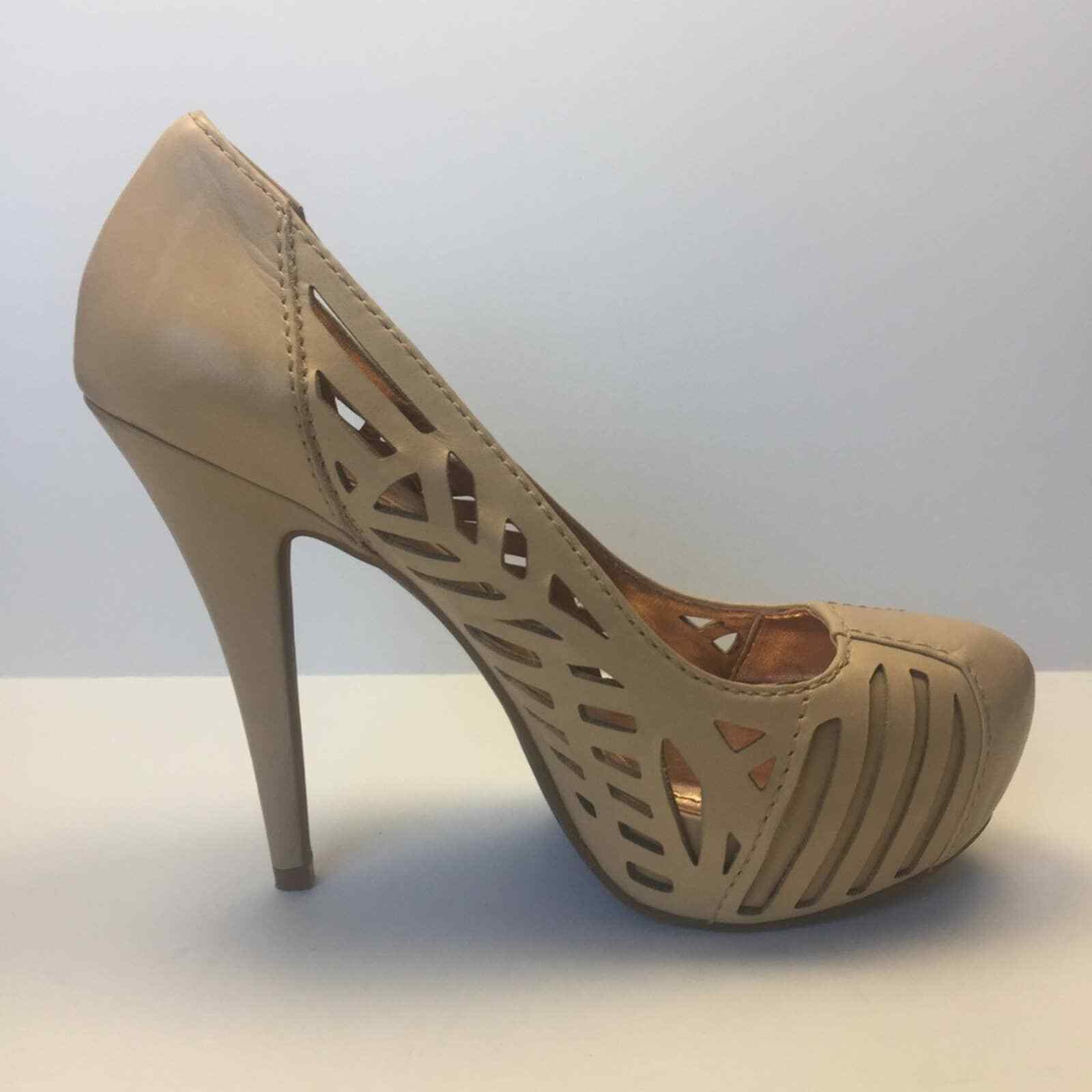 BCBGeneration Tan Platform Cut-Out Stilettos 6.5B - image 7