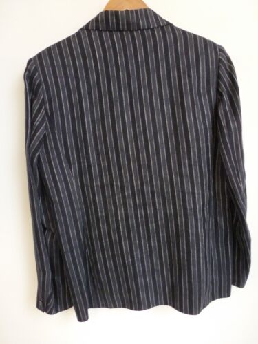 Laura Ashley Navy Blue Stripe Linen Blazer Jacket UK 12 Excellent Condition - Picture 3 of 10