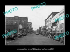 OLD 8x6 HISTORIC PHOTO OF IRONTON OHIO VIEW OF THIRD STREET & STORES c1940