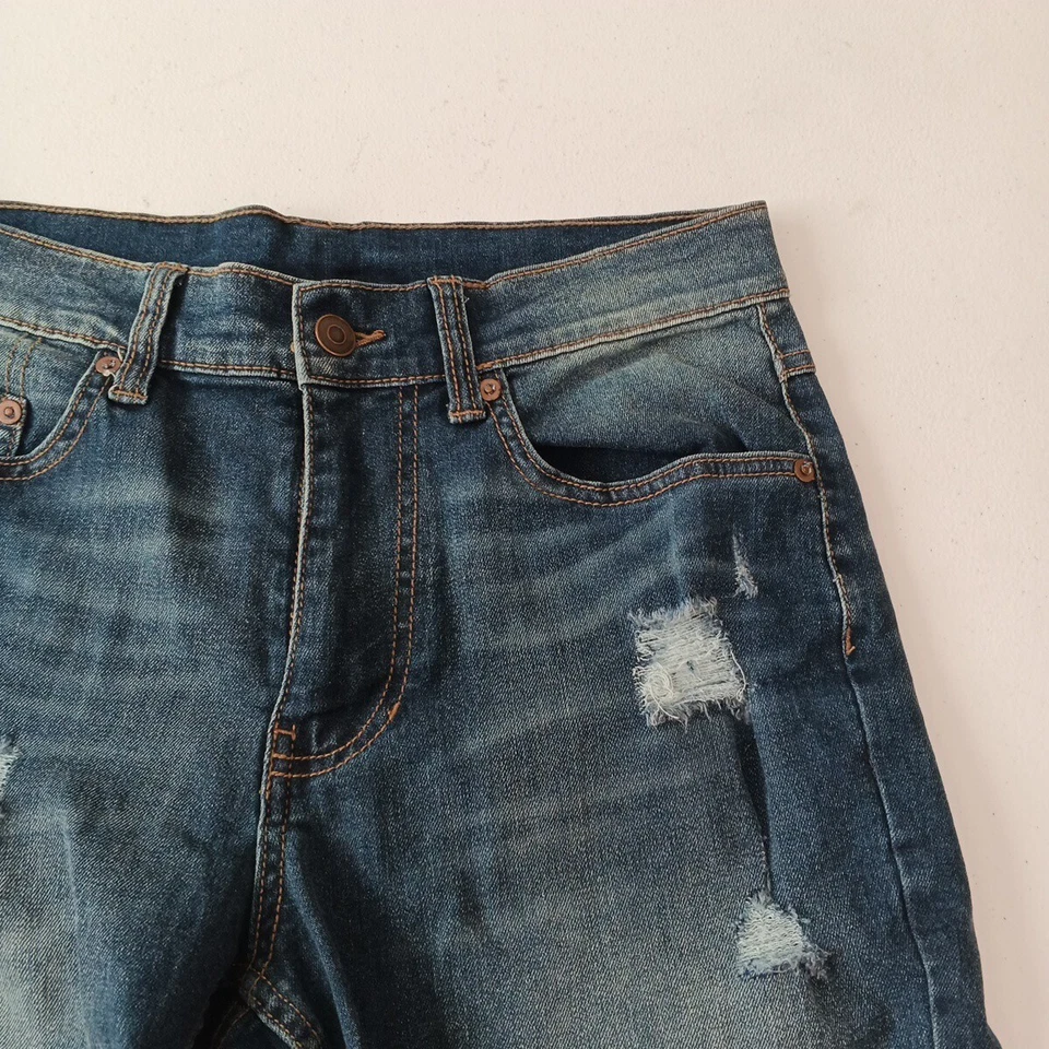 Pantalones Cortos de Jean GEORGE Mujer Talla 28 (W29) Azul Denim Lavado Piedra Envejecido Foto 3 de 4