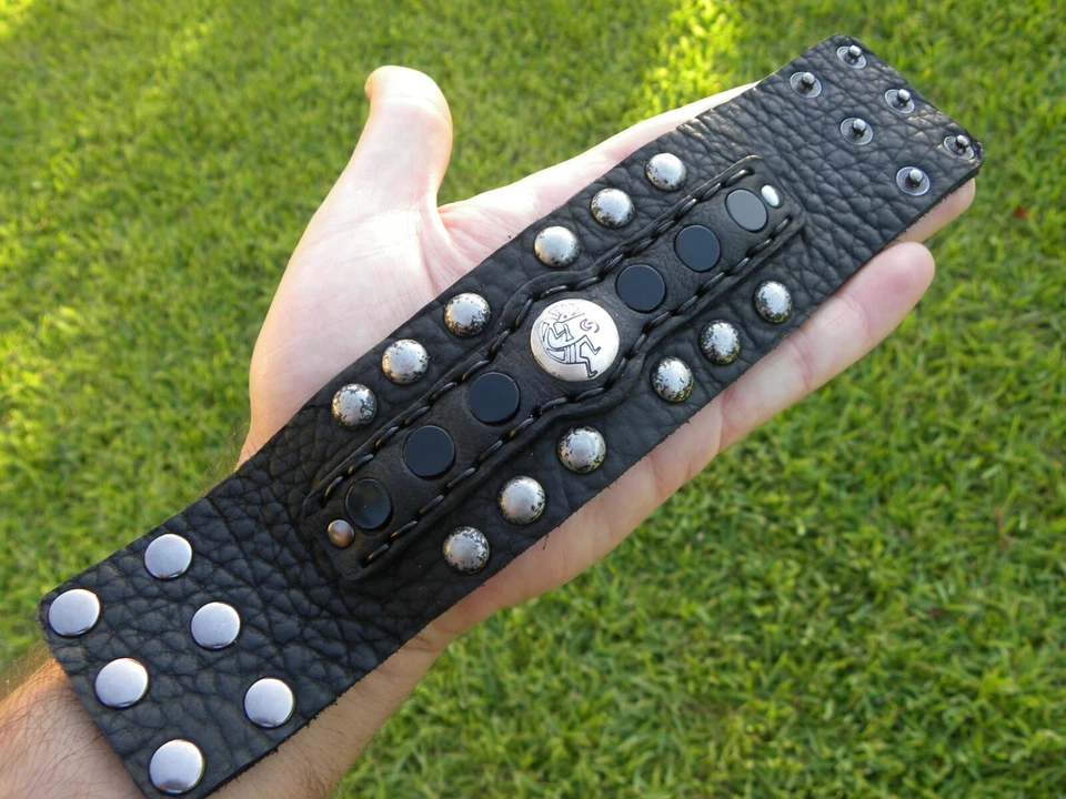 Бизон кожи манжеты широкий браслет из чистого кокопелли оникс драгоценные камни заказ - Изображение 3 из 4