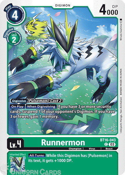 BT16-043 Runnermon : Common Digimon Card : BT16: Beginning Observer