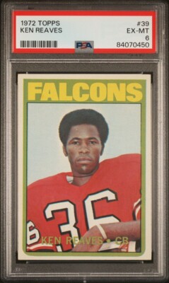 Ken Rievs 1972 Topps Football #39 Ken Reaves Falcons PSA 6 EX-MT Freshly Graded ...