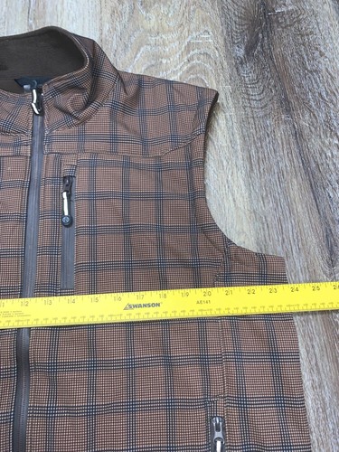 Roper Technical Mens XL X Large Brown Check Plaid Polyester Softshell Lined Vest - Picture 4 of 6