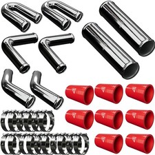 51mm 2" Universal Intercooler Kit Pipe Hose Red HOSES Alloy Silicone ASH FMIC