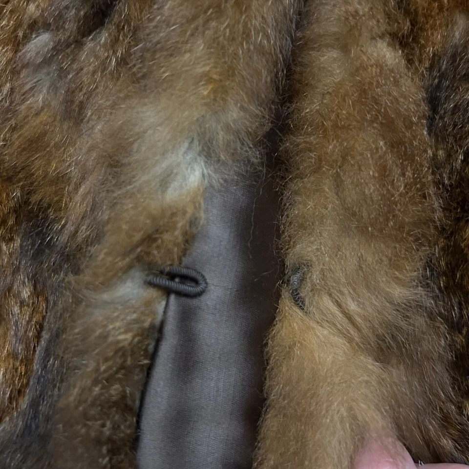 Casaco de pele sintética vintage anos 60 patchwork Sears Fashions marrom boho jaqueta hippie - Imagem 4 de 4