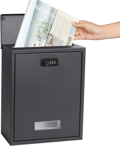 Locking Mailbox Wall Mount Combination Lock Drop Box Large Capacity Steel Cover - Picture 7 of 12