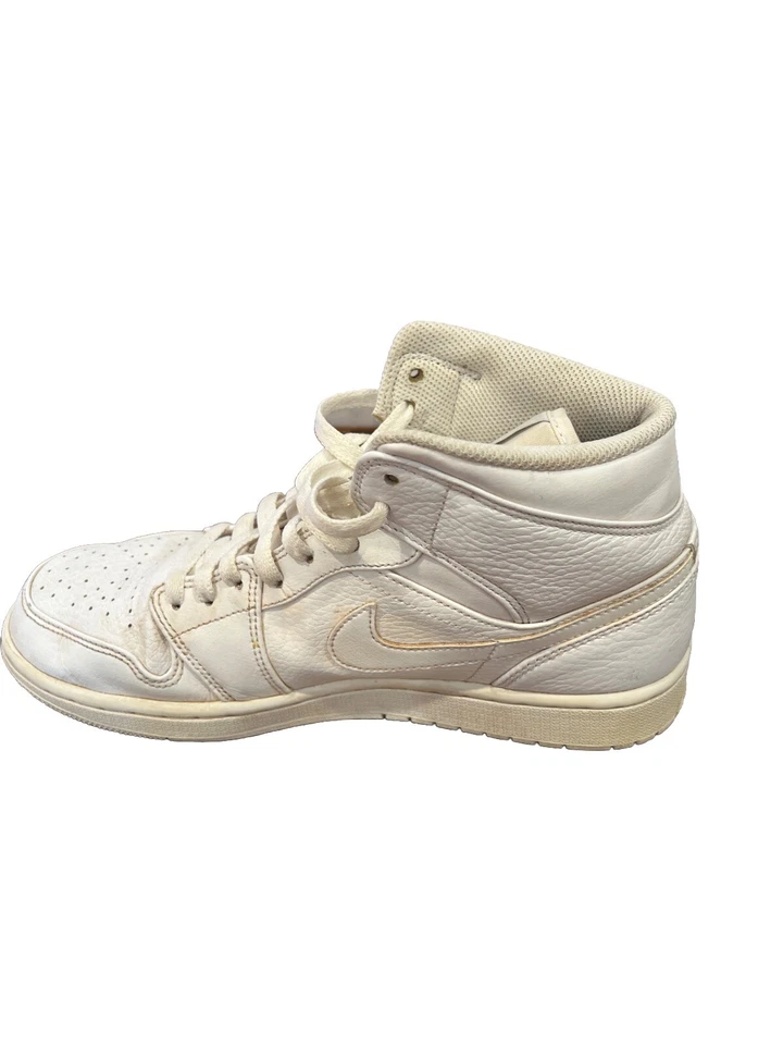 耐克 AIR JORDAN 1 Mid Triple White 男式 9 皮革 554724-109 2018 运动鞋 — 第 4/4 张图片