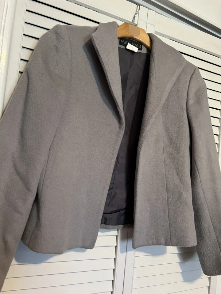 Chaqueta Blazer HARVE BENARD Mujer Talla 10 Mezcla Lana Gris Frente Abierto Clásica Foto 2 de 4