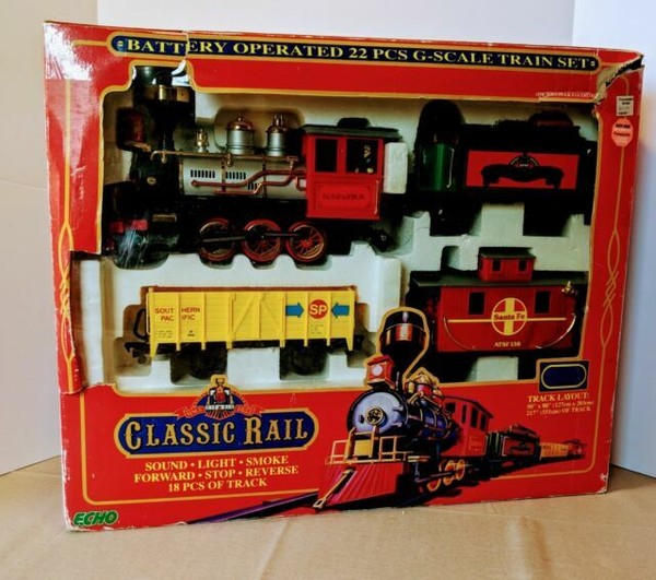 Boxed ECHO The Classic Rail 26 Pcs Train Set G Scale 1990 Complete for