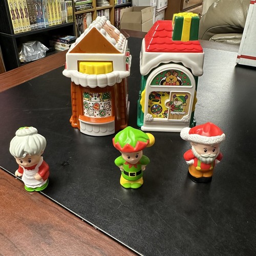 Little People Christmas Village Houses Santa Mrs Claus Elf Gingerbread Present