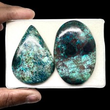 2 Pcs Natural Azurite 48.3-52.7mm Pendant Size Cabochon Loose Gemstone Lot