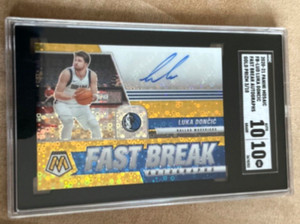 2020-21 Mosaic Luka Doncic Gold Autograph SSP #3/10 Mavericks Fast Break FB-LUD