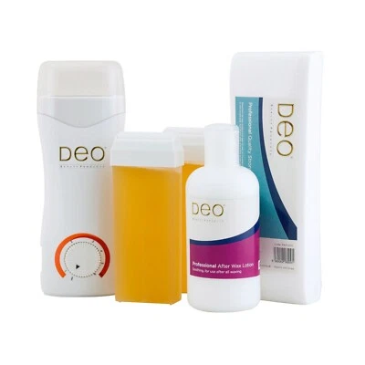 Deo Hand Held Roller Wax Waxing Leg Body Heater Pot Warmer White 100g Kit