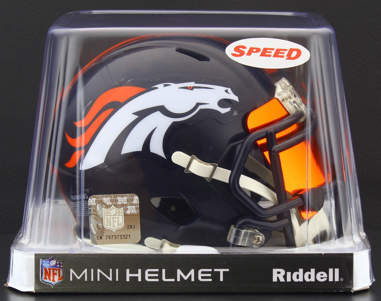 DENVER BRONCOS NFL Riddell SPEED Mini Football Helmet w/ EYE SHIELD