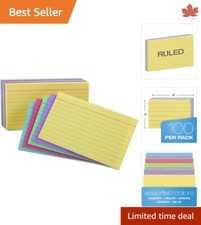 Premium Heavy-Duty 5x8 Ruled Index Cards - Vibrant Assorted Colors - 100-Pack
