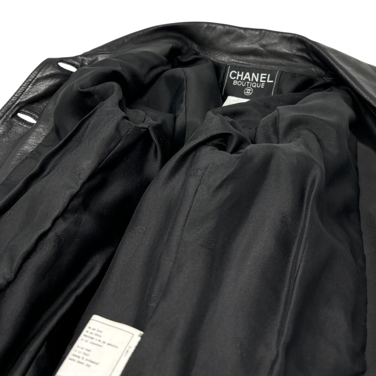CHANEL Vintage 95A CC Logo Leather Jacket #40 Black Gold CHANEL Vintage 95A CC Logo Leather Jacket #40 Black Gold