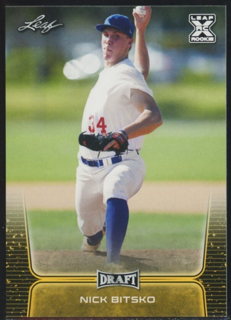 2020 Leaf Draft Nick Bitsko Rookie Gold Parallel Tampa Bay Rays RC #44