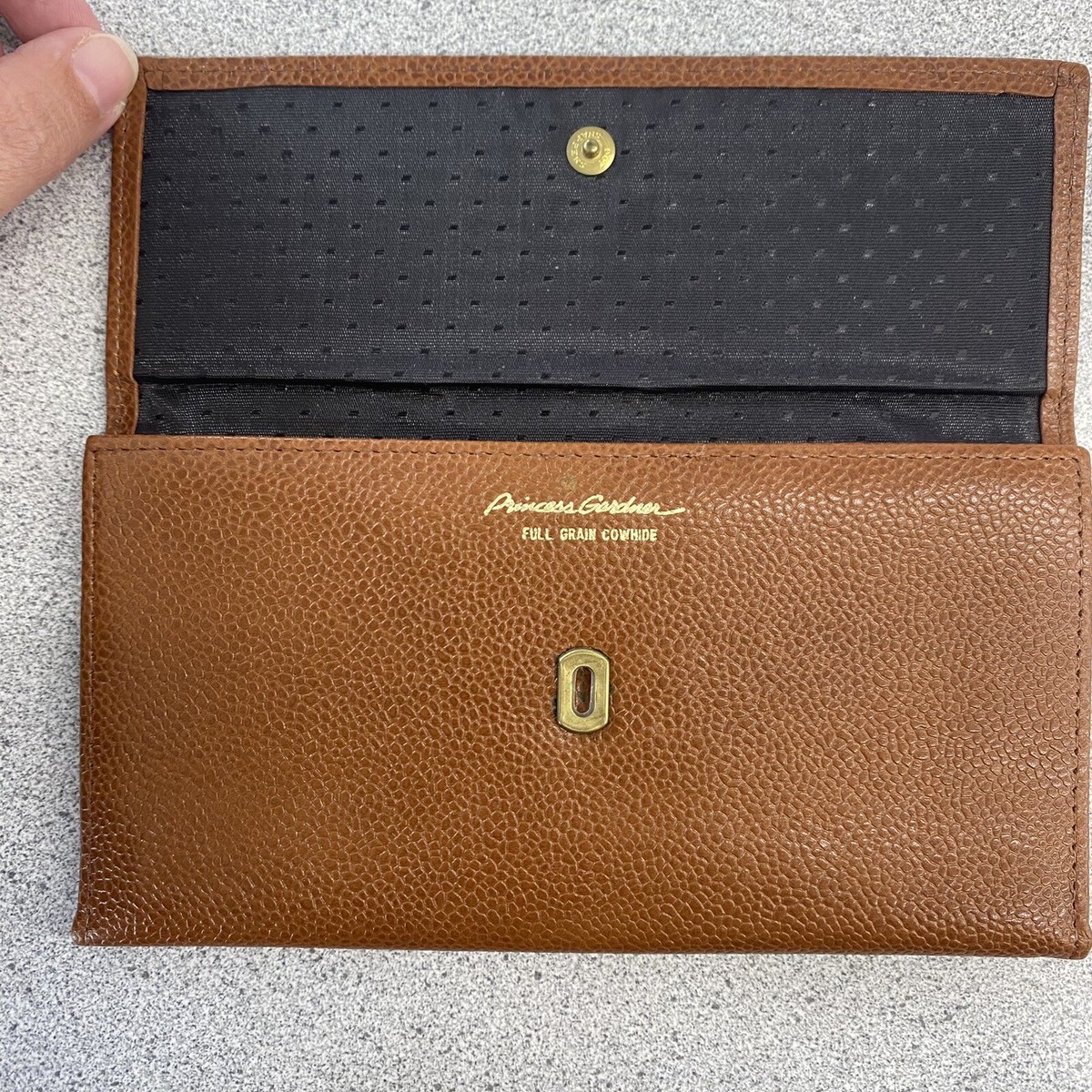 VTG Princess Gardner BROWN Long Wallet Leather Trifold Checkbook