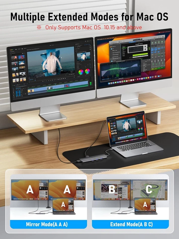 6 in 1 USB-C Hub Type C To USB 3.0 4K HDMI PD Adapter For iPhone Macbook Pro/Air - Image 2 of 4