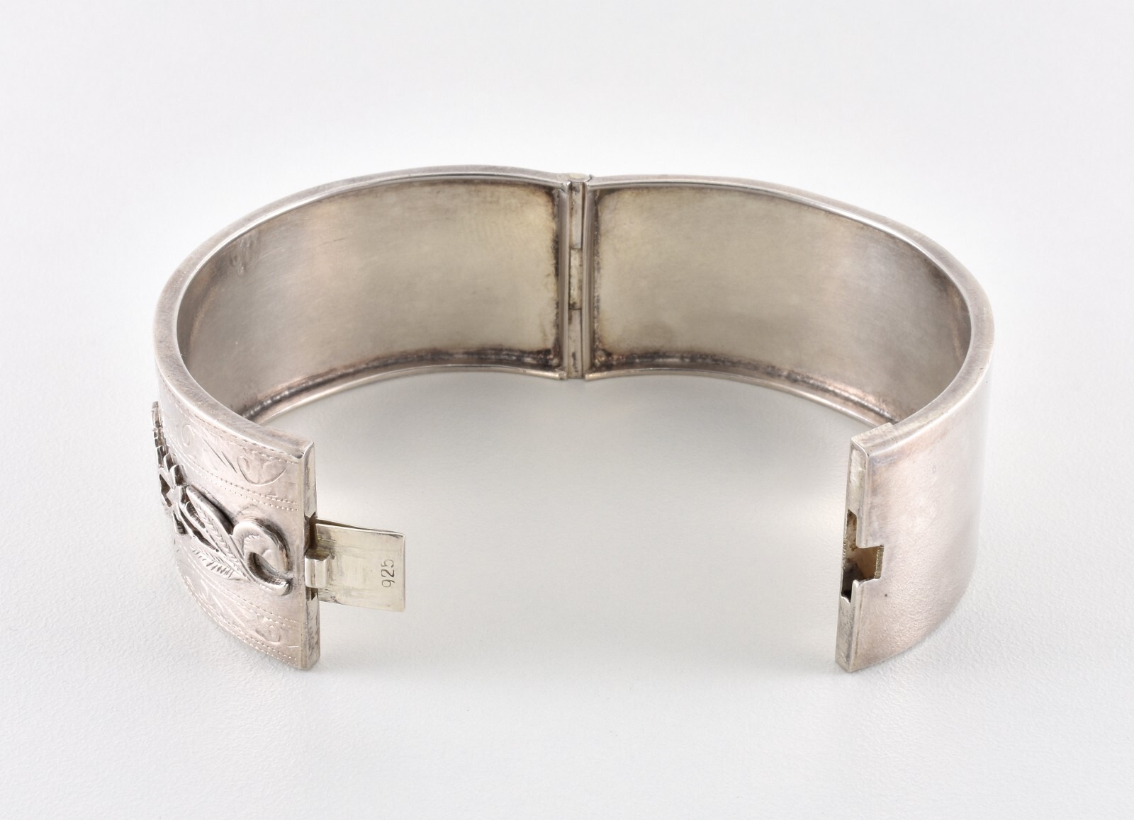 Antique Victorian Solid Silver Hinged Bracelet, C… - image 6
