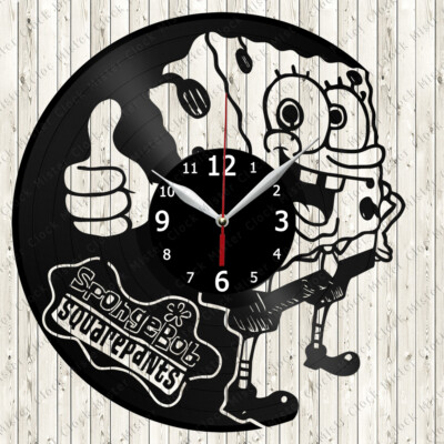 SpongeBob SquarePants Vinyl Record Wall Clock Decor Handmade 7248