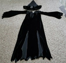 WICKED WITCH COSTUME BLACK VELVETEEN DRESS AND HAT RUBIES MEDIUM