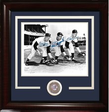 Phil Rizzuto Gil McDougald Andy Carey signed 8x10 photo framed Yankees Auto COA