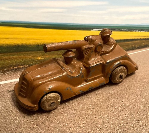 3 1930s slush cast lead models BARCLAY USA ARMOURED CAR MOBILE AA GUN small TANK - Afbeelding 2 van 10