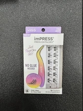 KISS IMPRESS PRESS ON FALSIES Edgy Wispy 12 Clusters. With Applicator