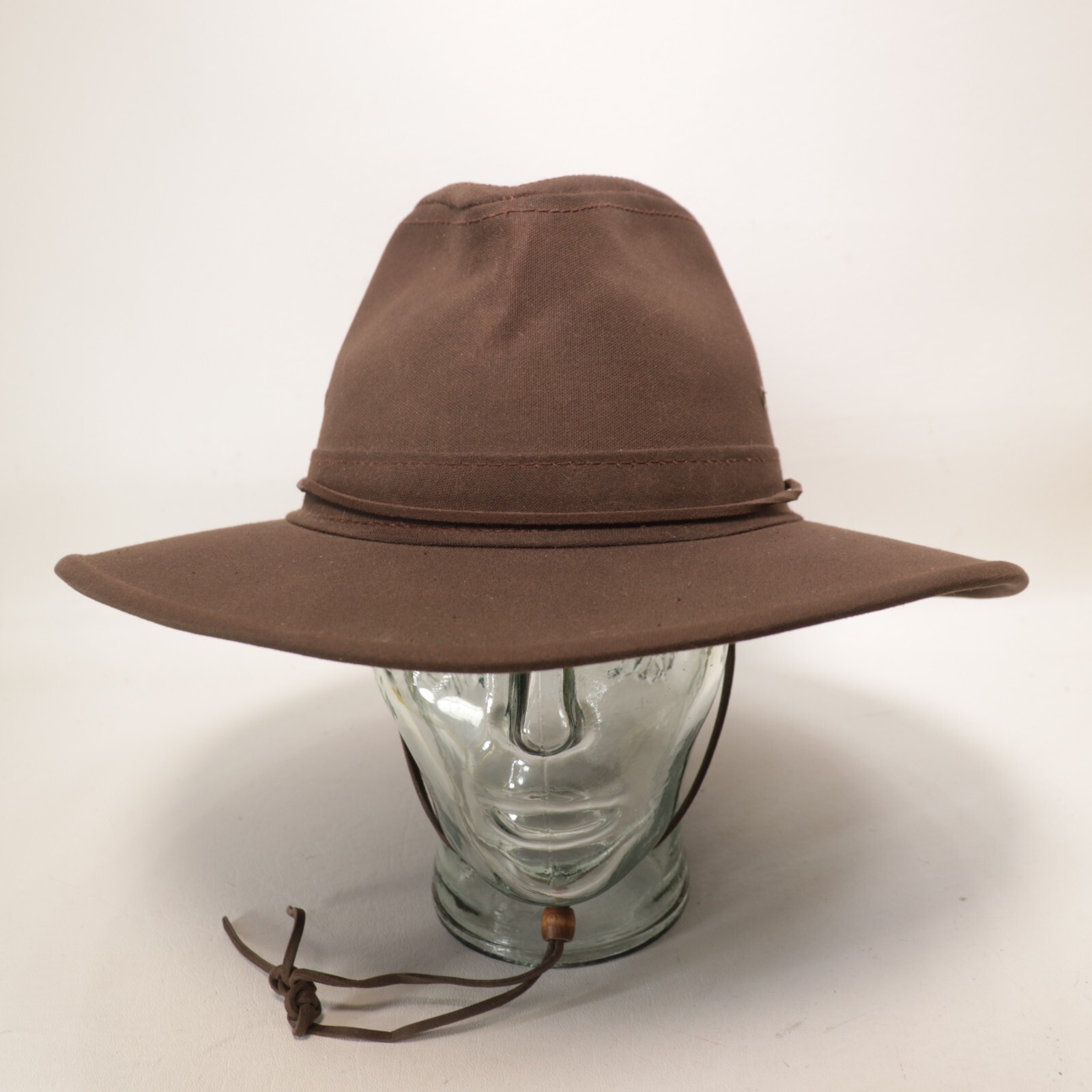Henschel M Brown Oilcloth Fedora Hat with Leather Chinstrap Western Style-image
