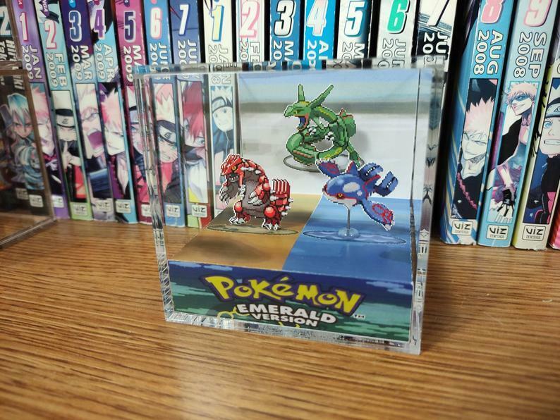 Pokemon Shiny Rayquaza Encounter Handmade Diorama - Gameboy Gaming Cube- Fanart