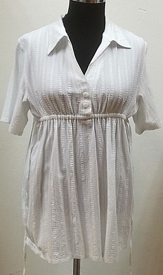 Bluse-Damen, UNIQUE, Gr. 38,40,42,  V-Ausschn. Hängerform, Gummizug, Bindeband