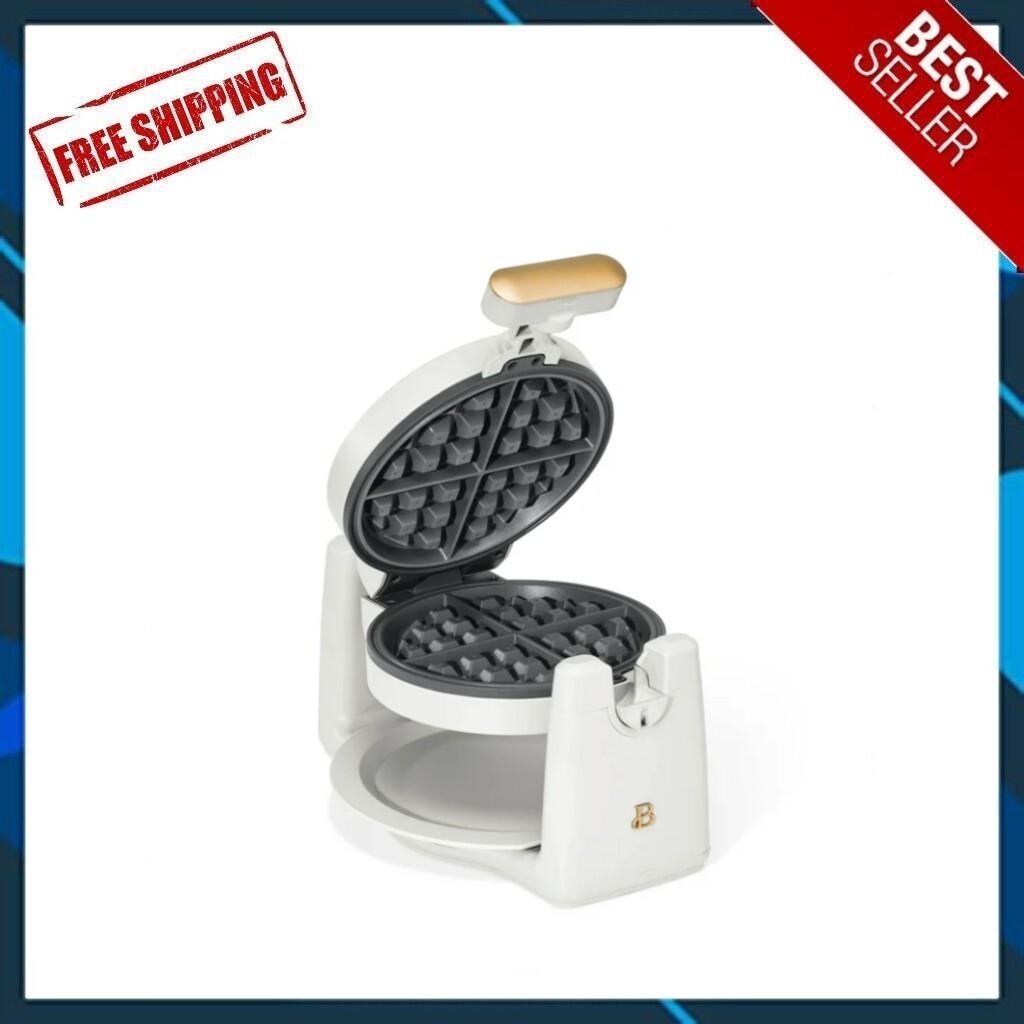 Drew Barrymore White Icing Rotating Belgian Waffle Maker  -image