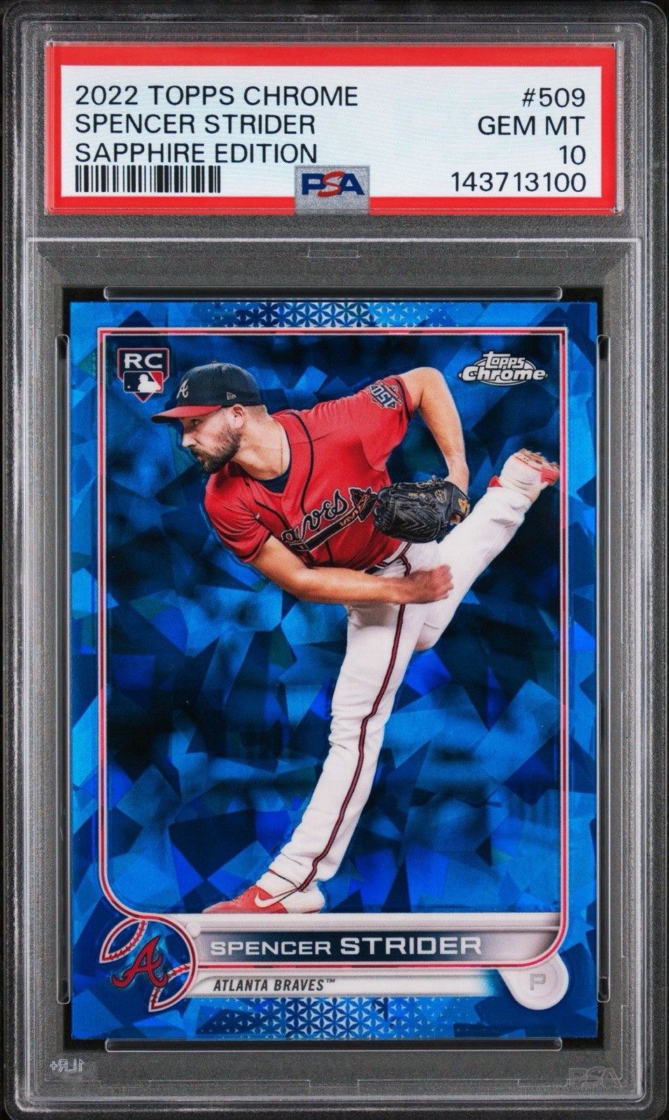 Spencer Strider Rookie 2022 Topps Chrome Sapphire Edition Braves RC PSA 10 💎