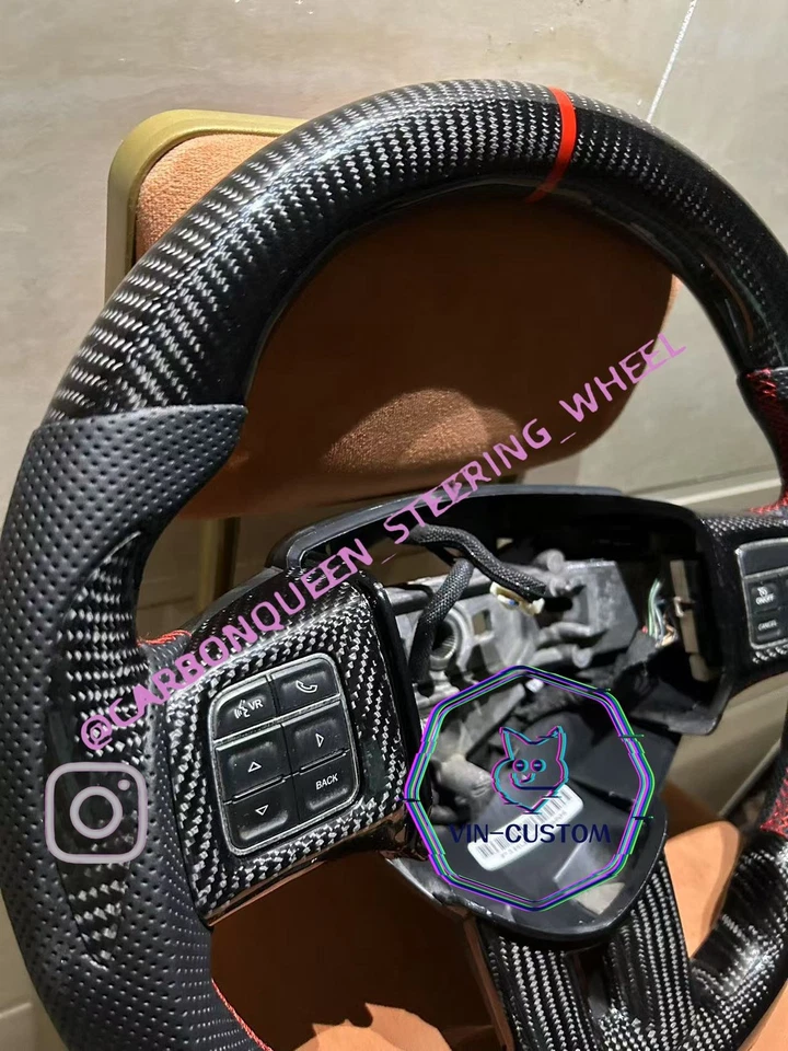 REAL CARBON FIBER Steering Wheel FOR Dodge Charger Challenger  2011-2014YEARS - Image 2 of 4