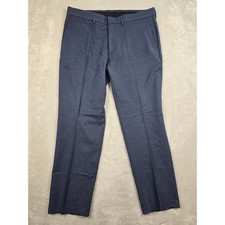 Haggar Dress Pant Mens 36x30 Blue Comfort Performance Straight Fit Slacks